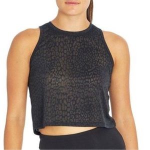 Zobha crop tank top in black.